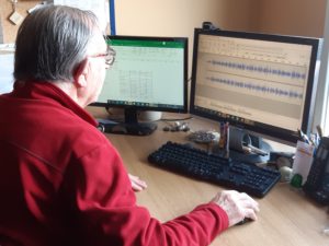 A sound technician using Audacity.